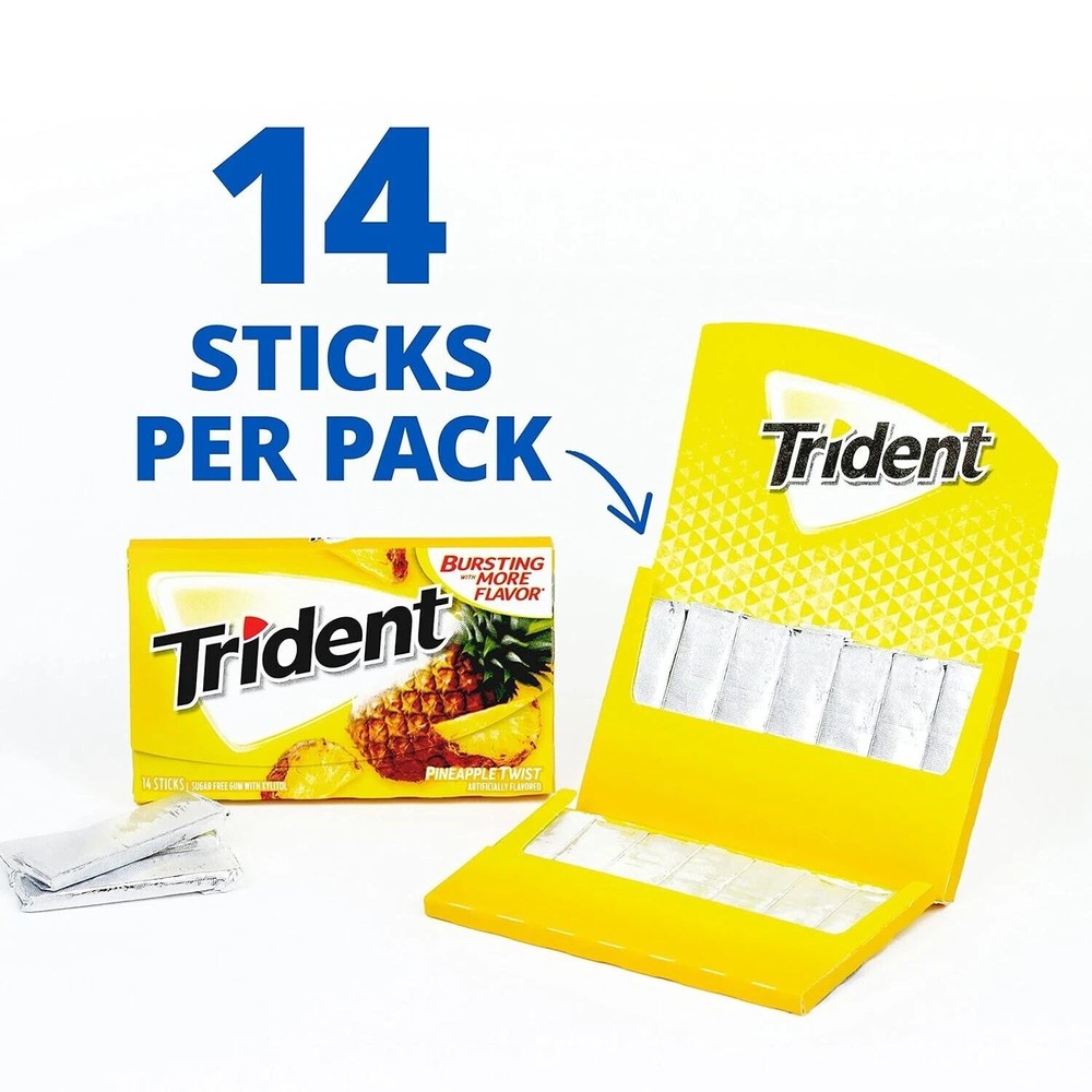 Trident Pineapple Twist Sugar Free Gum, 12 Packs (168 Total Pieces)