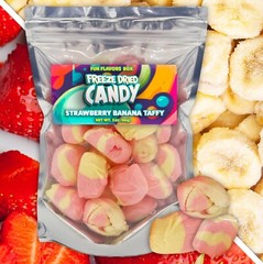 Freeze Dried Candy Strawberry Banana Taffy Crunch Treats, 2 oz