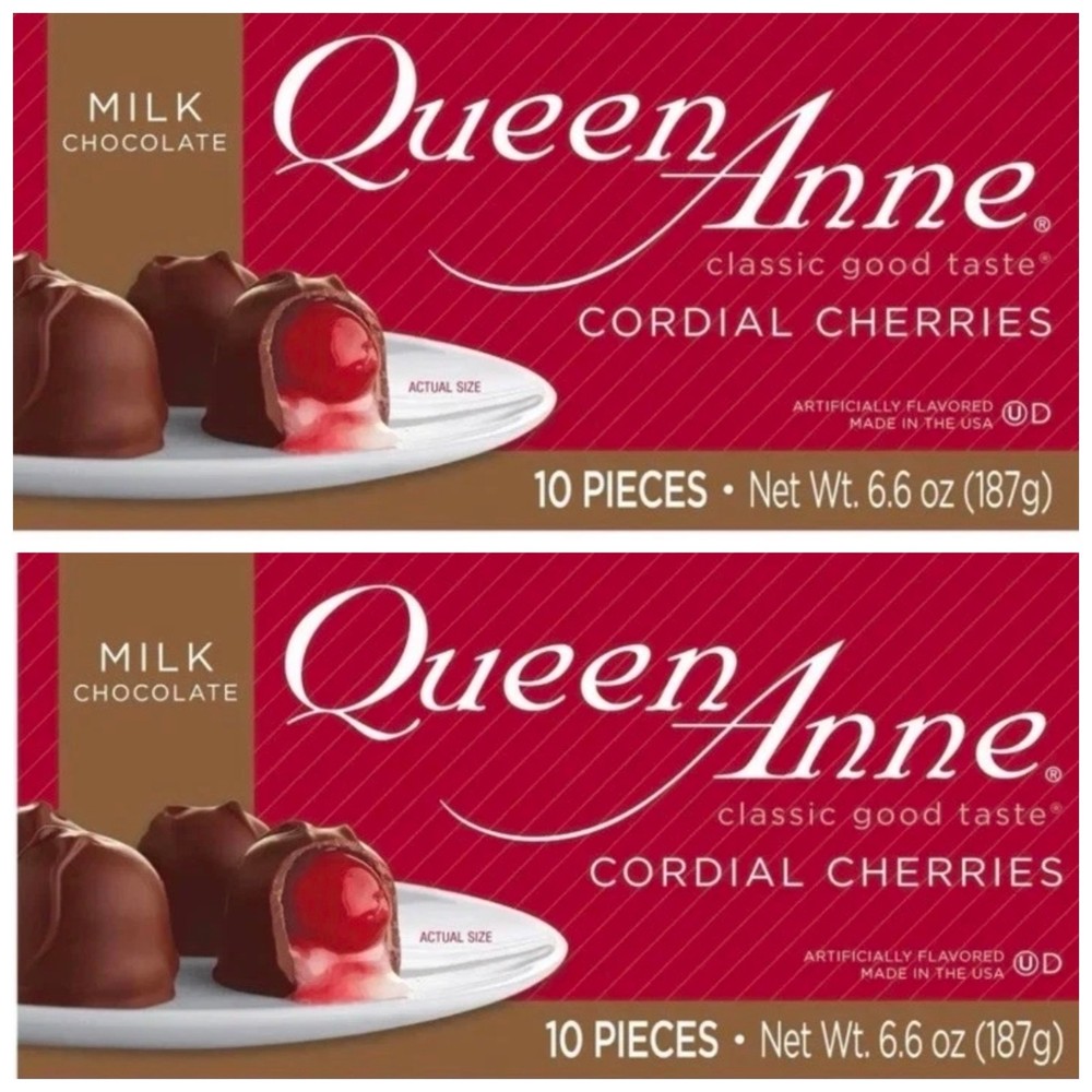 Queen Anne Milk Chocolate Covered Cordial Cherries 20 Pieces (2 boxes)