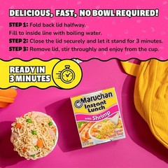Delicious Shrimp Flavor Instant Ramen Cups – 2.25 oz, 12 Count for Quick Meals