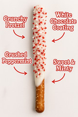 Peppermint Crunch White Chocolate Pretzel Rods 16 Pack Individually Wrapped