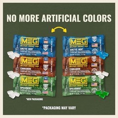MEG Military Energy Gum 100mg Caffeine Per Piece Mint Cinnamon 3 Pack 15 Ct
