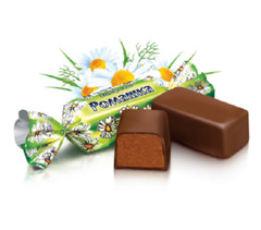 Ukraine Sweets Roshen Candies Romashka Chocolate Glaze Creme Brulee Cognac 200g