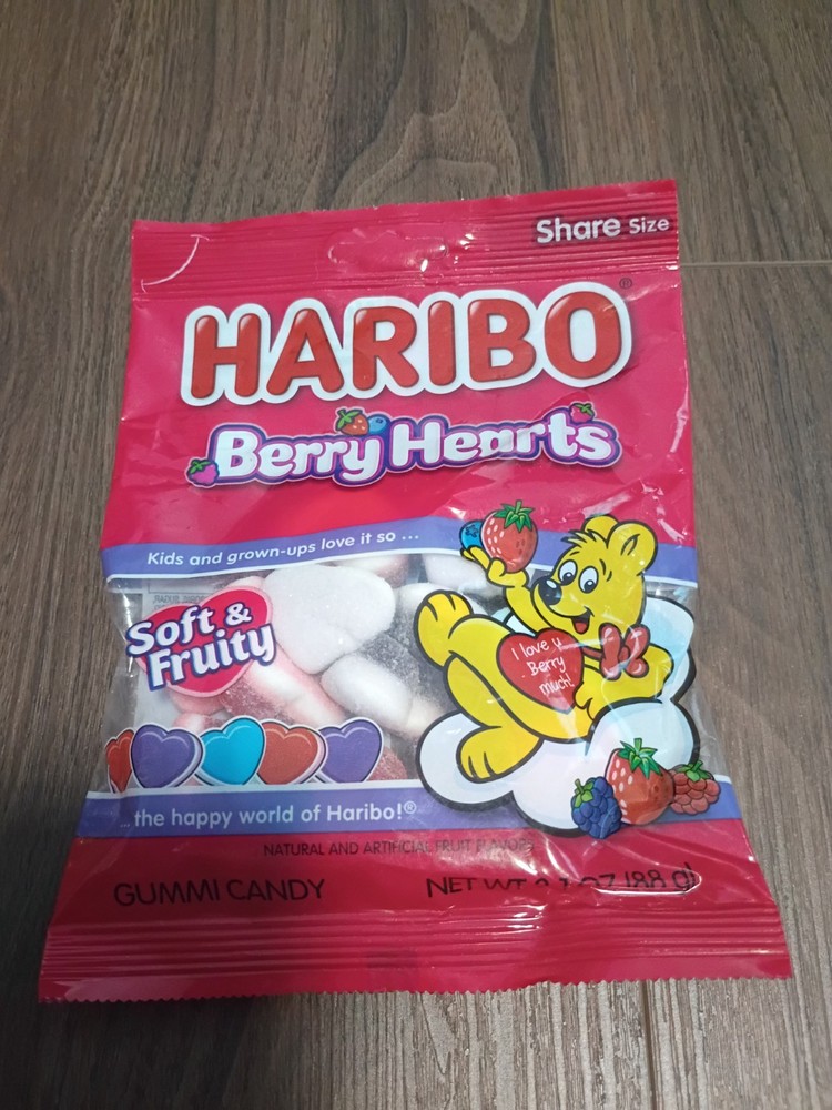 HARIBO Berry Hearts Gummi Candy Gummy Share Sz Limited Edition 3.1 oz BB 01/2027