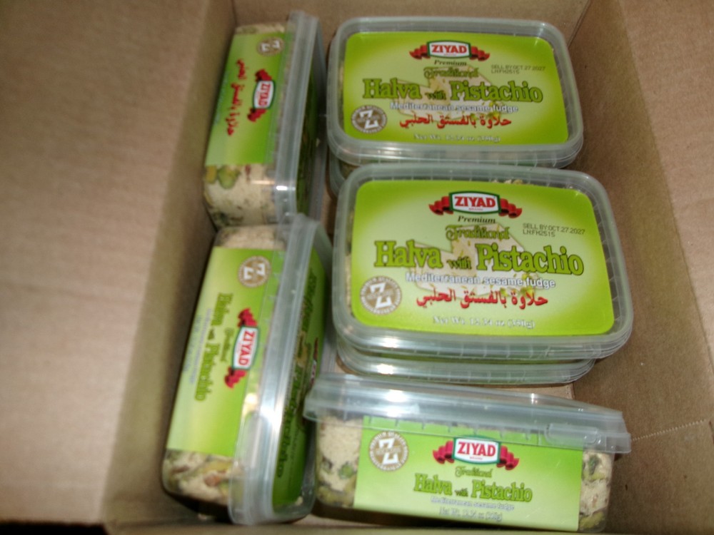 7X -Ziyad Traditional Halva w/ Pistachio Mediterranean Sesame Fudge 12.34oz each