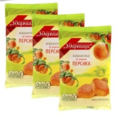 Udarnitsa Peach Marmalade Russian Jelly Candy 325g x3 Pack Imported Fruit Sweets