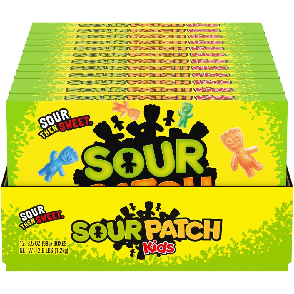 SOUR PATCH KIDS Soft & Chewy 12 – 3.5 oz Boxes, Yellow,Orange,Blue,Green,Red