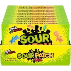 SOUR PATCH KIDS Soft & Chewy 12 – 3.5 oz Boxes, Yellow,Orange,Blue,Green,Red