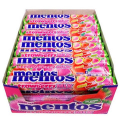 Mentos Strawberry Mix Chewy Candy Rolls 40 Packs 37g Each