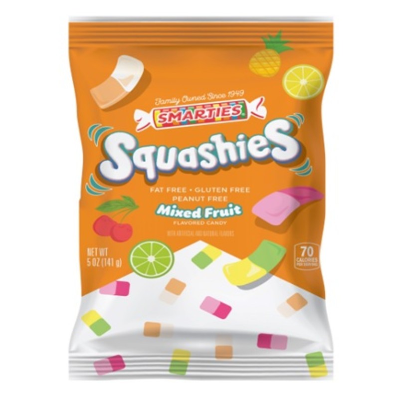 6x Smarties Squashies Mixed Fruit Candy Treats Fat Free Gluten Free 5oz