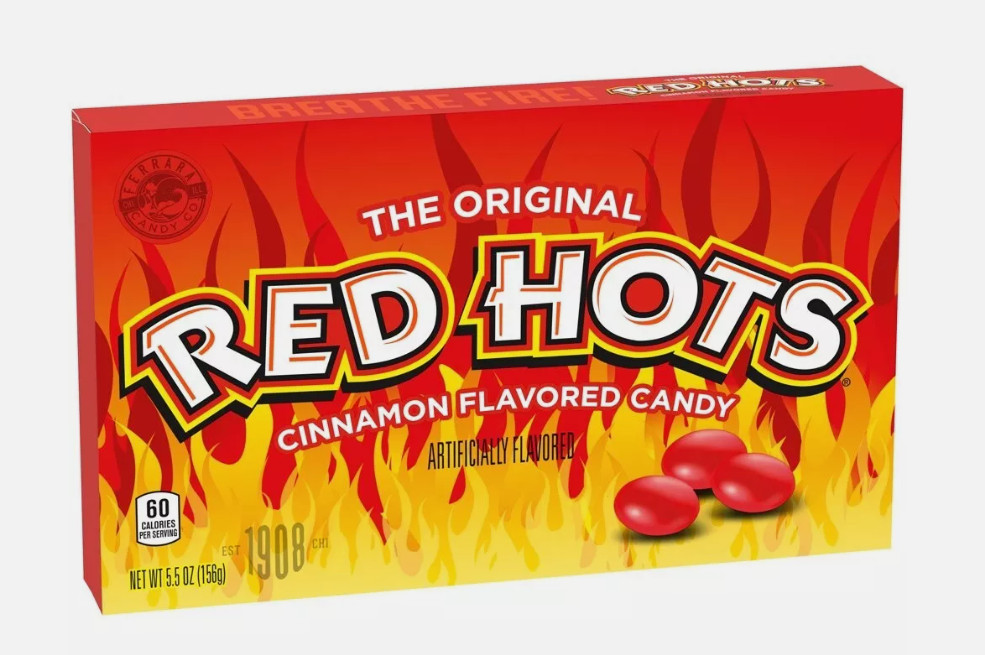 The Original RED HOTS 5.5oz Original Cinnamon Flavored Candy Theater Box BB 5/25