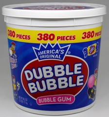 Dubble Bubble Gum Original Flavor Candy 380 Count Tub Chewing Gum Bulk 3.7 LBS