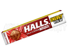 HALLS Energy Cola with Caffeine 10x34g (340g/12oz) Sugar-Free Throat Lozenges