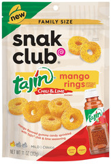 Tajin Mango Rings Gummy Candy, Fruit Candy Gummies with Chili and Lime Seasoning