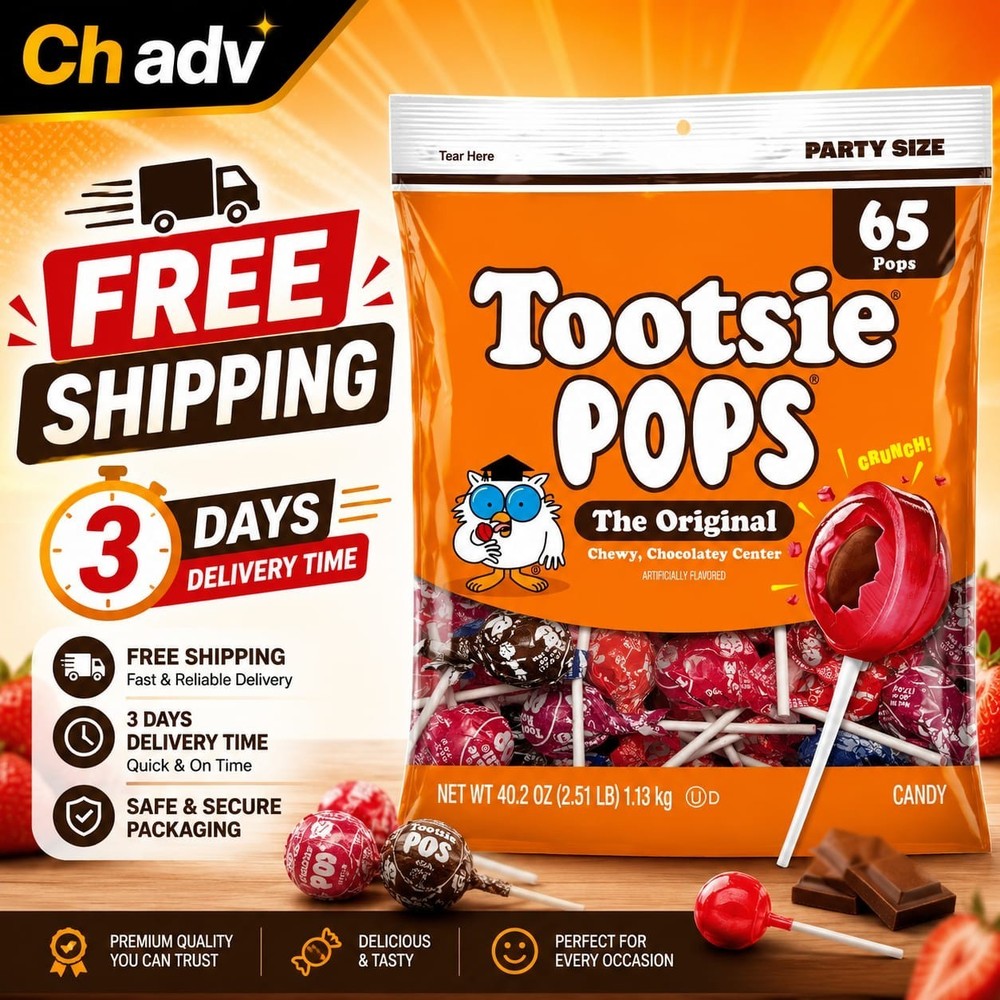Tootsie Pops, Assorted Peanut Free and Gluten Free Lollipops, 65 Count