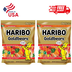 HARIBO Goldbears Gummy Bears 28.8 oz (Pack of 2) Bulk Party Size Fruit Candy Gum