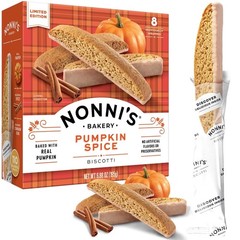 Nonni’s Pumpkin Biscotti Dipped in Cinnamon Icing Spice Cookies 8 Wrapped 6.6Oz