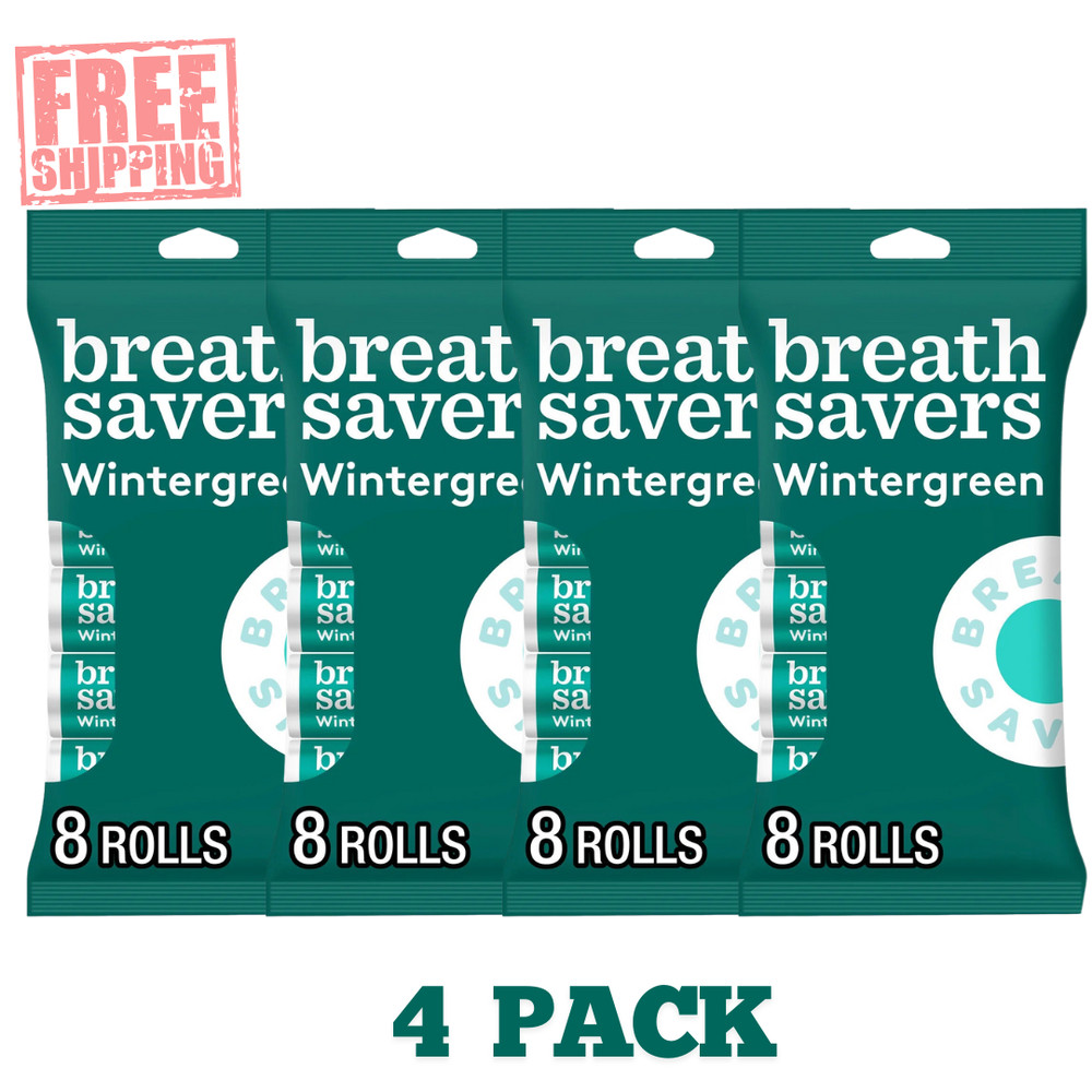 (4Pack) Breath Savers Wintergreen Flavored Sugar Free Breath Mints, 0.75 oz 8 t