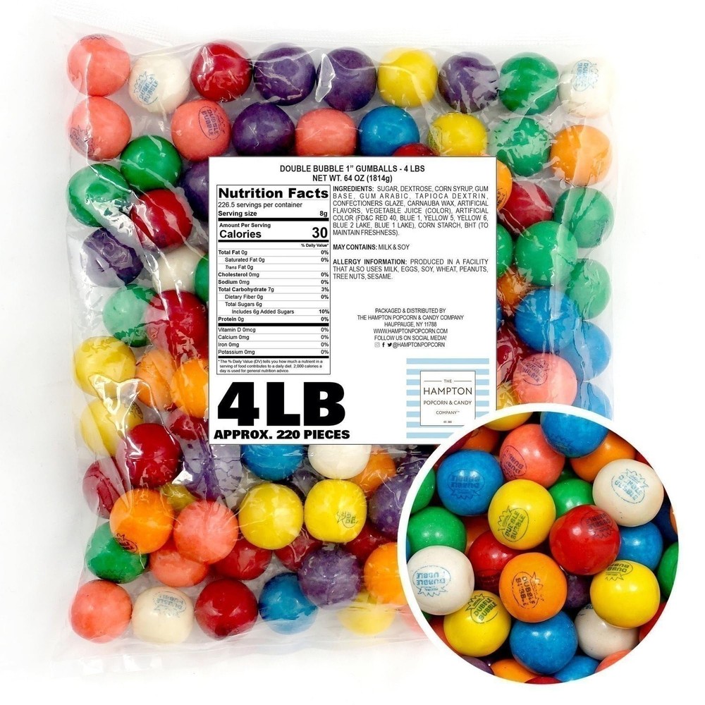 1 Inch Gumballs for Gumball Machine, Approx. 220 Pieces, 4lb Bulk Bag, Large…