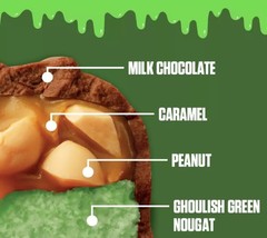 SNICKER-TWIX MIX GREEN GHOULISH COOKIE MILK CHOCOLATE CARAMEL NUT SNACK BAR-BULK