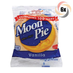 6x Pies Moon Pie Single Decker Vanilla Original Marshmallow Sandwiches 2oz