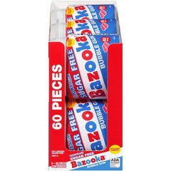 Bazooka Sugar Free Bubble Gum 60 Count to Go Cup Pack of 6 Pink Chewing Gum