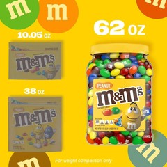 M&M’S Peanut Milk Chocolate Candy Bulk Jar 62 oz