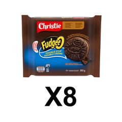 Fudgee-O Sandwich Cookies Double Stuf Creme Filled 303g Chocolate Biscuit 8 Pks