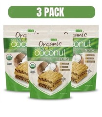 3 Packs Tropical Fields Organic Crispy Coconut Rolls 11 OZ Each Pack