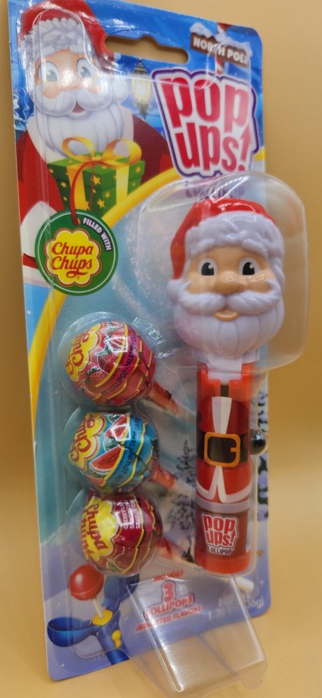 SANTA CLAUS Pop Ups! Lollipop Filled with Chupa Chups by Flix Candy, BRAND NEW