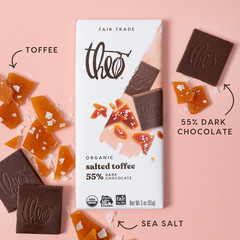 Chocolate Salted Toffee Organic Dark Chocolate Bar, 55% Cacao, 12 Pack | Fair Tr