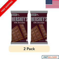 (2 Pack) Hershey’s Milk Chocolate Giant Candy Bars – 7.56 oz Each 25 Pieces