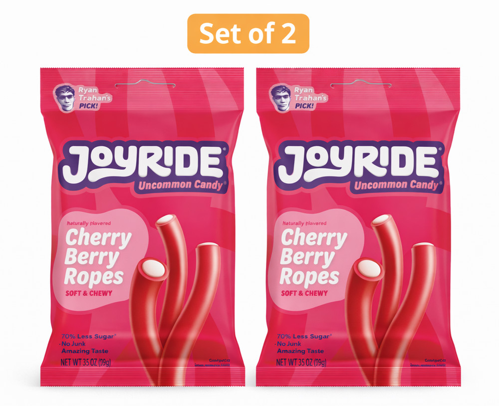 Joyride Cherry Berry Ropes Candy Low Sugar Soft Chewy Snack 3.5oz Bag