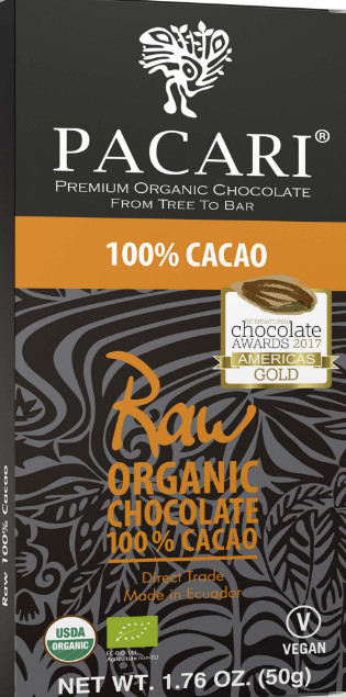 Pacari Raw 100% Cacao Chocolate Bar – 1.76 oz. – 50 g.