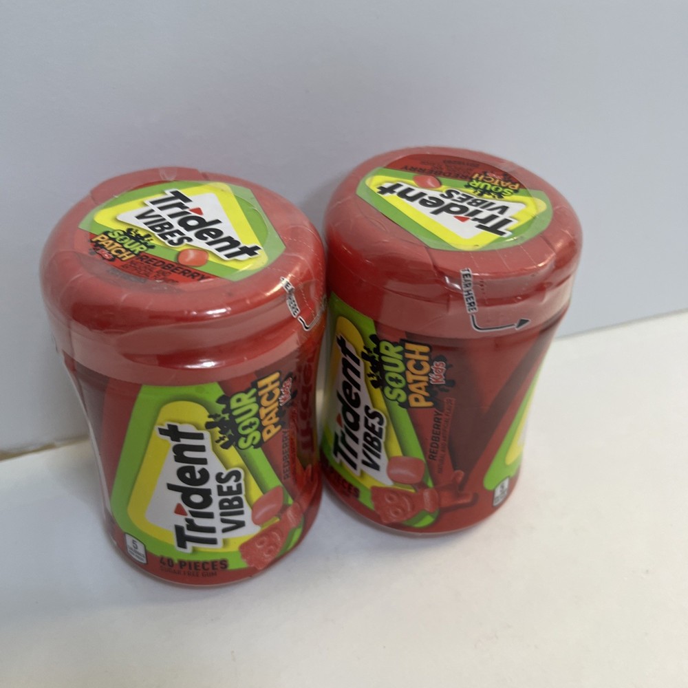 Trident Vibes SOUR PATCH KIDS Redberry Sugar-Free Chewing Gum, 40 Piece Bottle