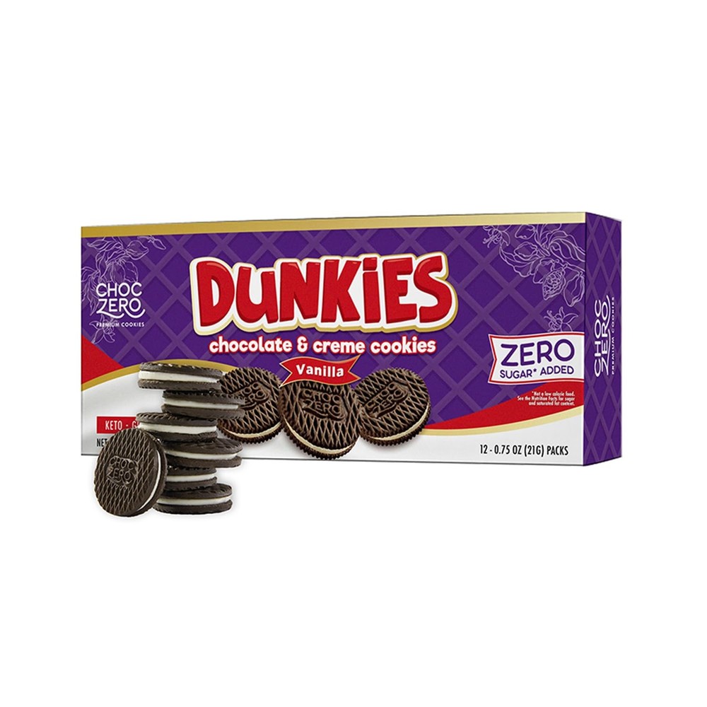 Dunkies Keto Chocolate Sandwich Cookies with Creme Low Sugar Gluten Free 9oz