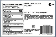 Dark Chocolate Pecans, 60% Cacao, 2.2 Lb (35.2 Oz), Kosher, Chocolate Nuts, Peca