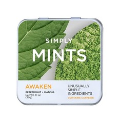SIMPLY MINTS Caffeinated Natural Peppermint +Matcha Breath Mints, 6 Pack 180 …